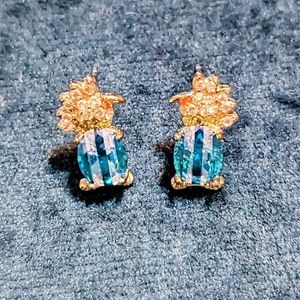 betsey johnson blue cubic zirconia bird earrings